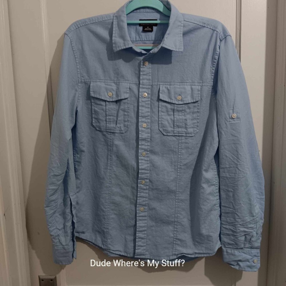 MICHAEL - MICHAEL KORS BLUE MEN'S CASUAL SHIRT - SIZE: MED ~~SEE MEASUREMENTS~~